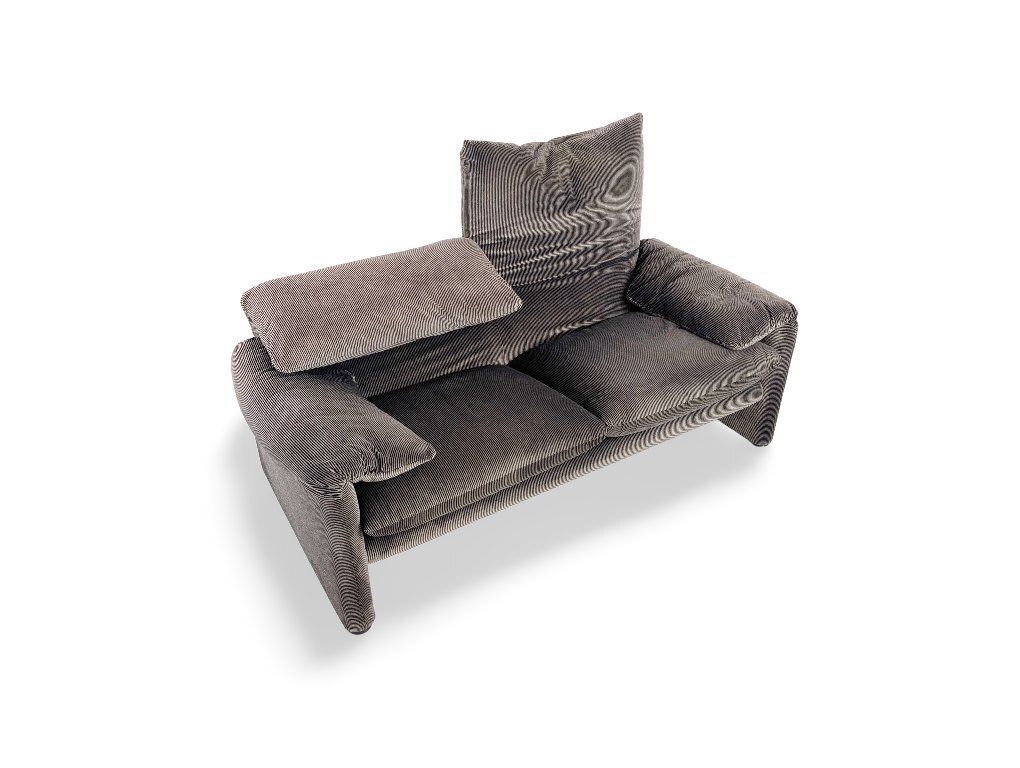 Cassina Maralunga tweezitsbank Vico Magistretti stof corduroy grijs photo vintage