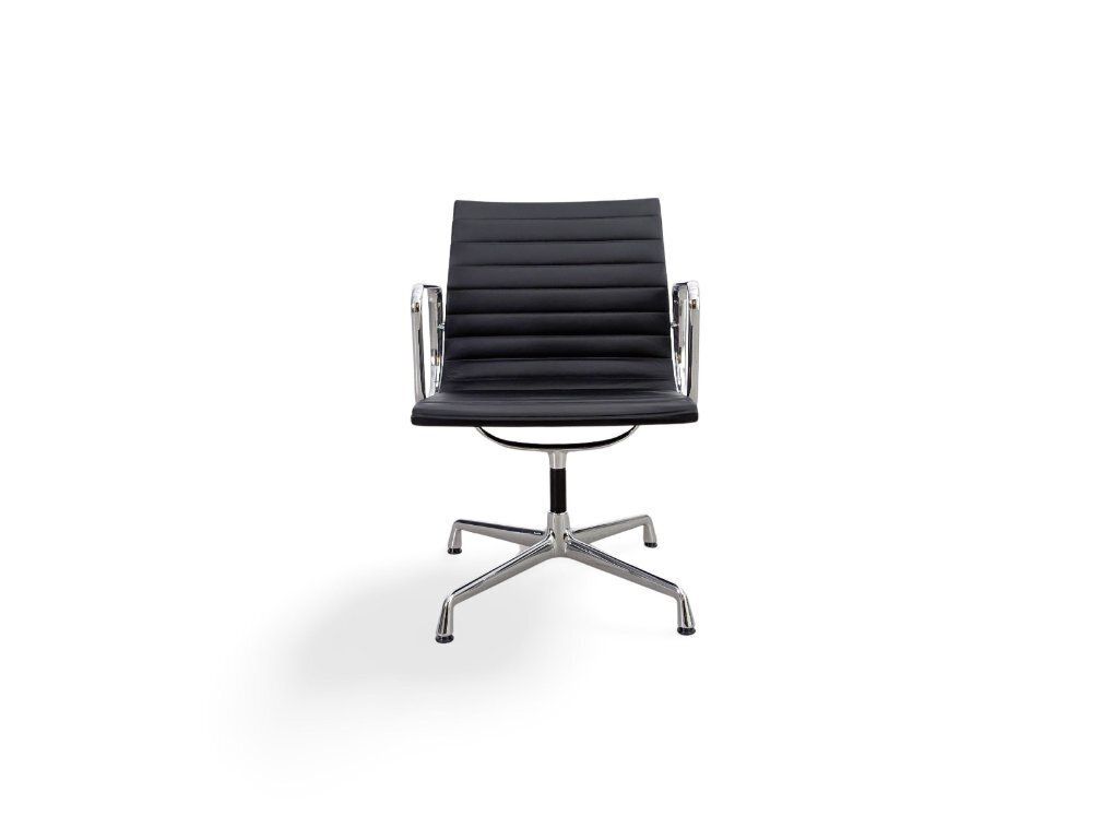 Vitra Charles & Ray Eames Stoel Ea 108 Zwart Leer