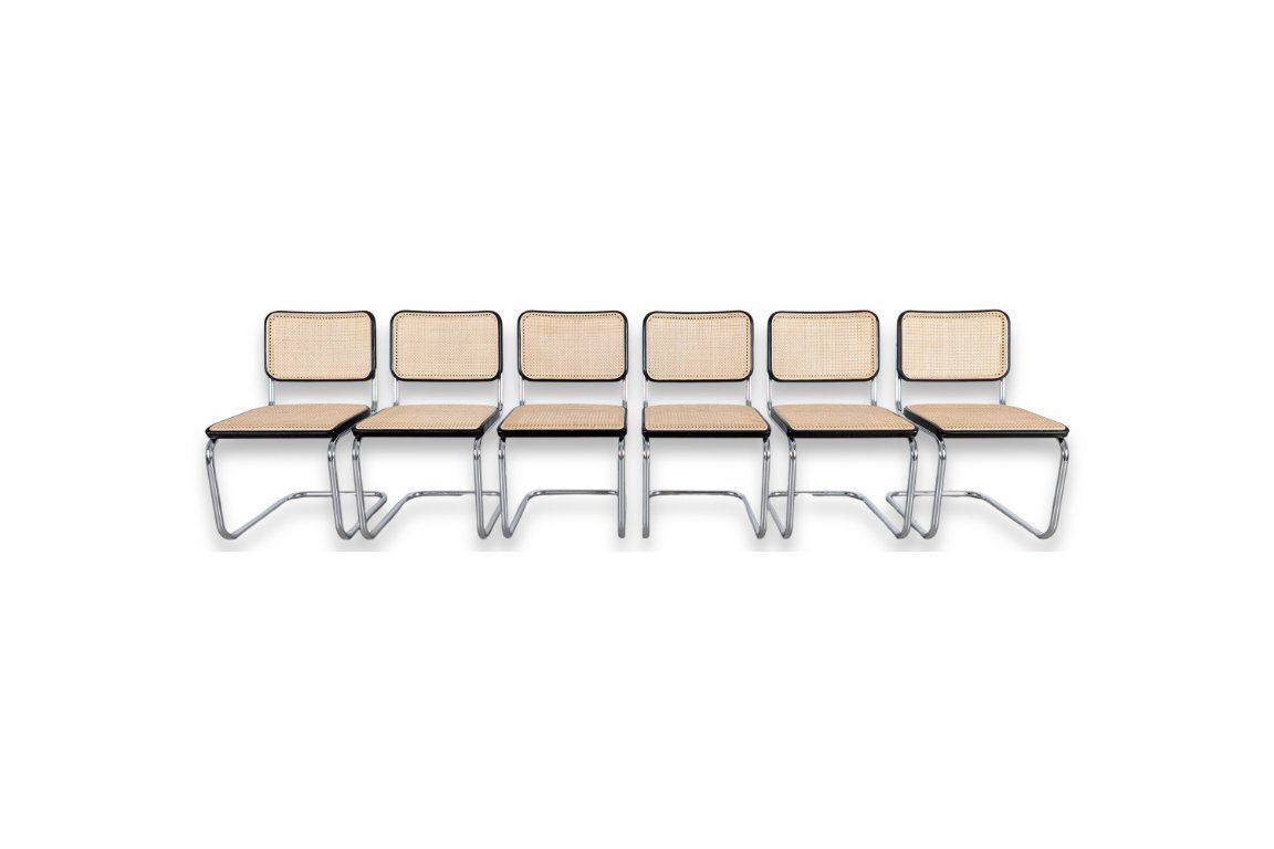 Set Van 6 Thonet Cantilever Stoelen S32 V Breuer Met Nieuw Weens Vlechtwerk