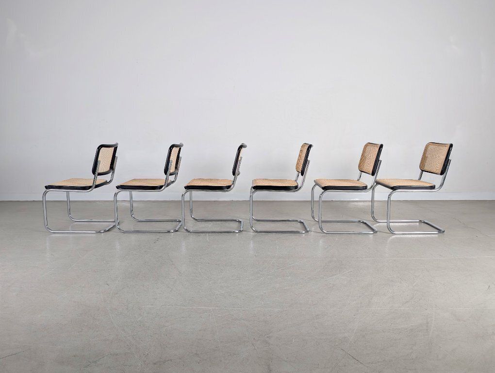 Set Van 6 Thonet Cantilever Stoelen S32 V Breuer Met Nieuw Weens Vlechtwerk photo buy