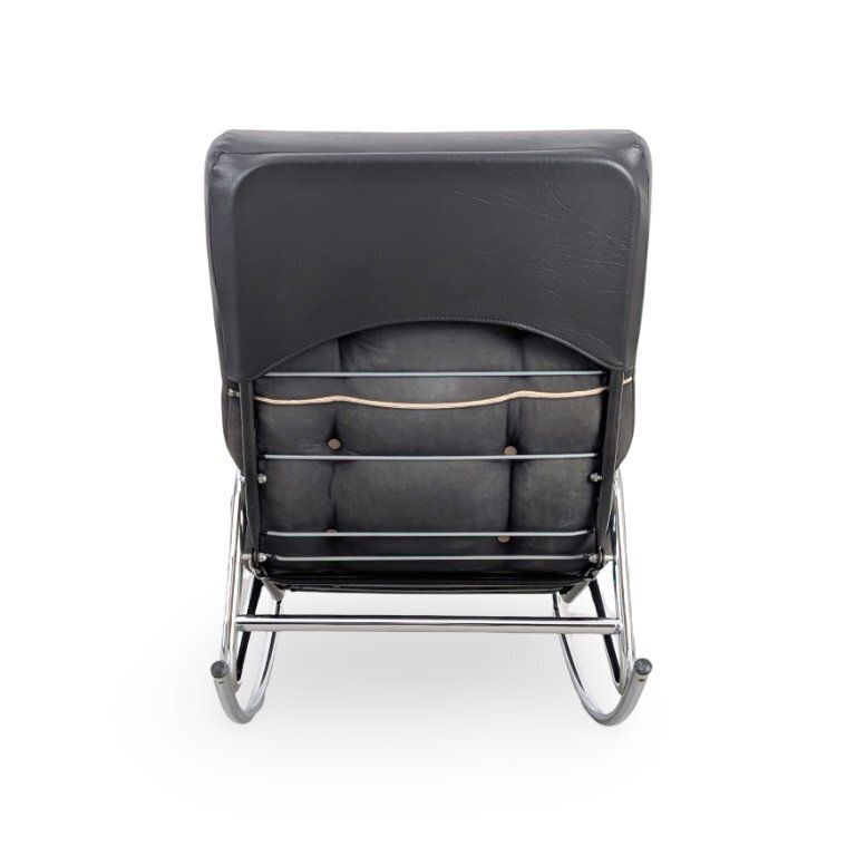 Schommelstoel met leren bekleding – Maison Lama | Bauhaus | Zwart photo vinterior