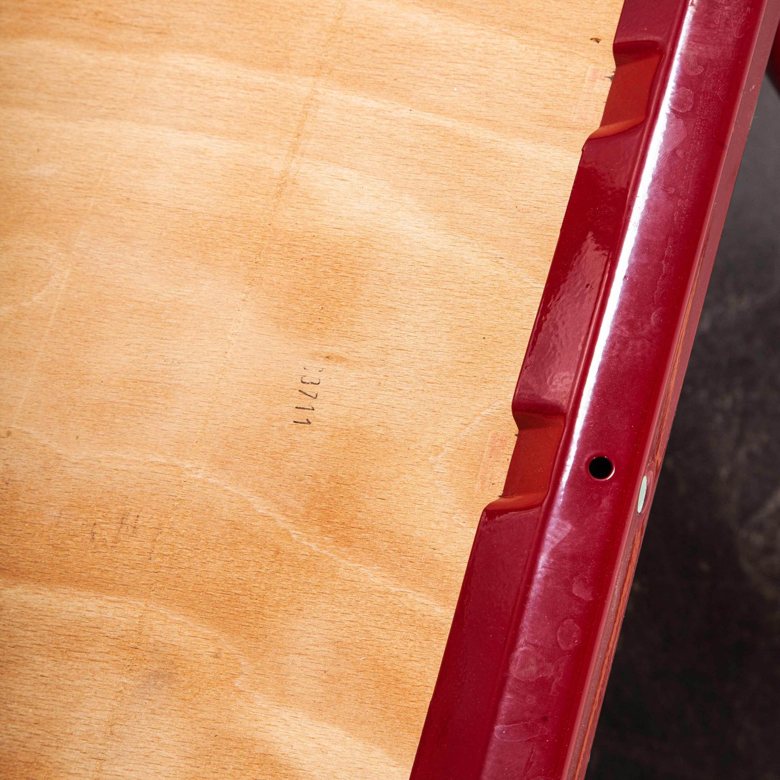 photo for sale 1970s Red Mullca Stacking Dining Chair – Beech Seat