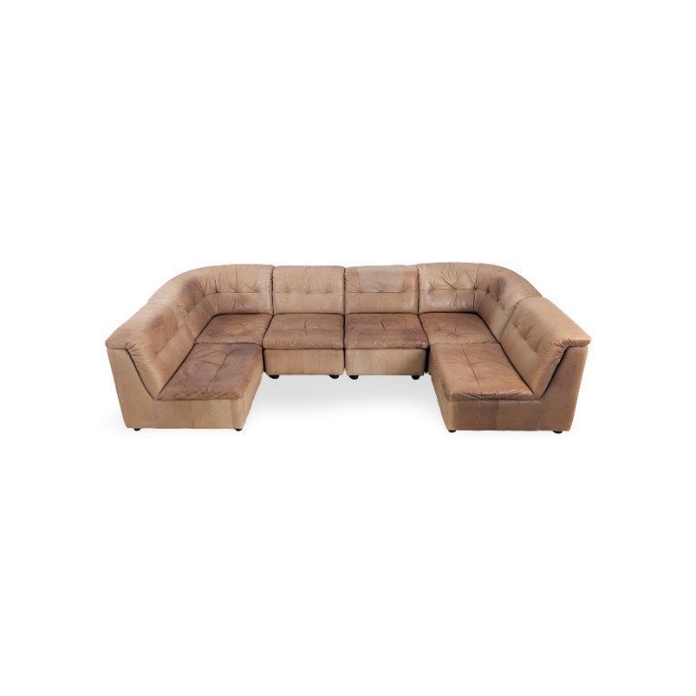 Mid Century Hoekbank Modulair Design Sofa Leer Bruin photo furniture