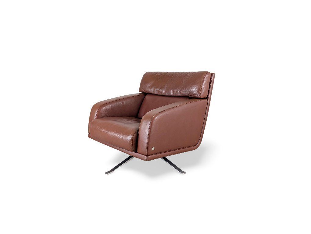 Original Rolf Benz Leather Swivel Armchair, Brown, Designer Executive Chair photo 1470.0