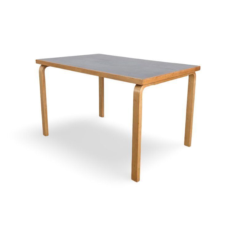 Table à manger Alvar Aalto 81B Artek en linoléum, bouleau noir photo Mobilier