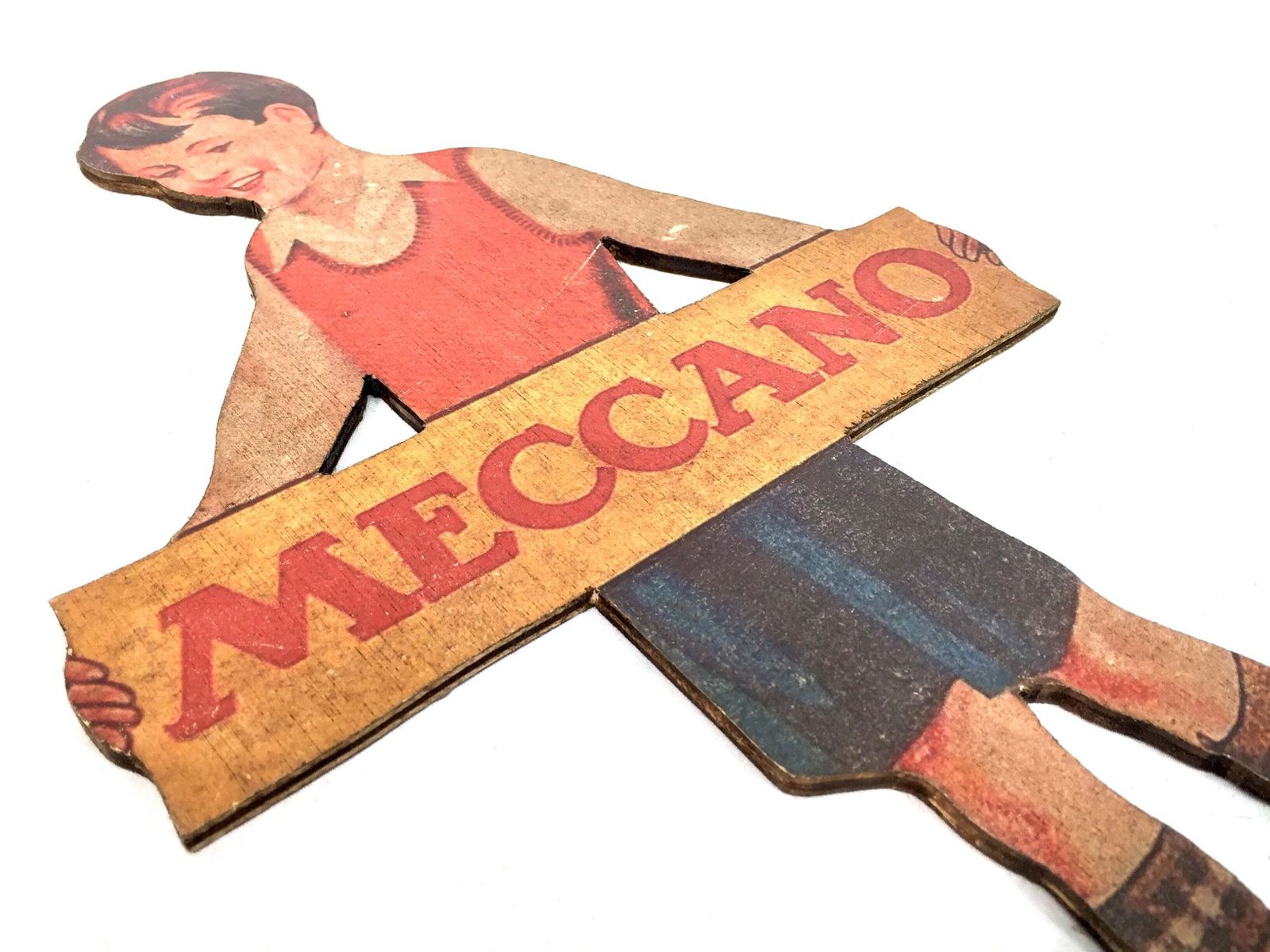 Vintage Advertising   Meccano Toys Wooden Boy Printed Shop Display Sign photo 69.0