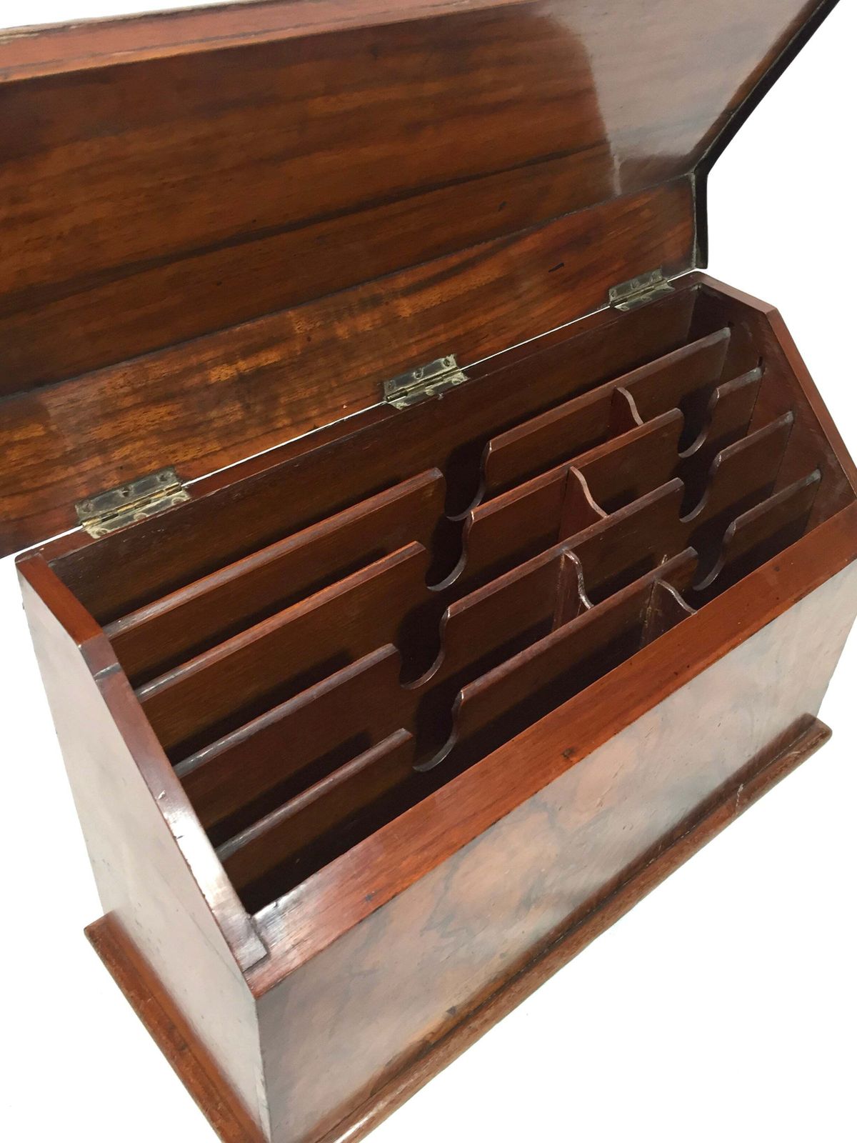 Antique Wooden Walnut Desktop Stationery Holder Box Cabinet / Letter Rack C1900 photo Home Decor