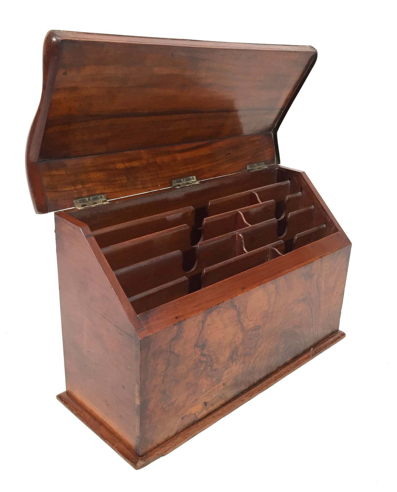 Antique Wooden Walnut Desktop Stationery Holder Box Cabinet / Letter Rack C1900 photo 129.0