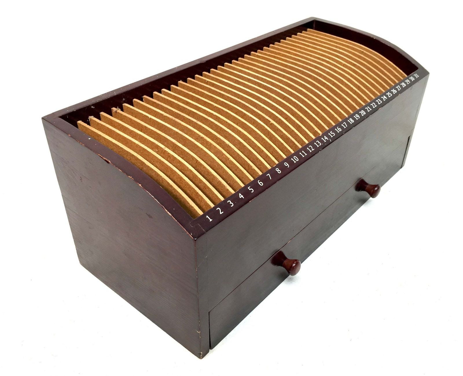 Vintage Wooden 1 31 Numbered Desktop Organiser Filing Box Letter Rack C.1950 photo furniture