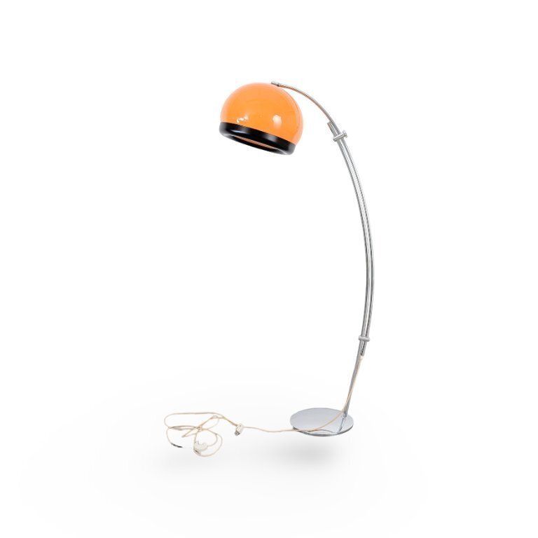 Space Age booglamp, ca. jaren 1970, oranje vloerlamp, mid-century