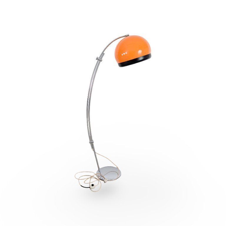 Space Age booglamp, ca. jaren 1970, oranje vloerlamp, mid-century photo for sale