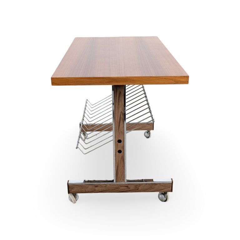 Midcentury Side Table, Vintage Coffee Table, Teak Newspaper Trolley photo 321.0