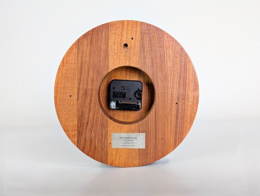 Horloge murale mid-century Westminster Clocks Copenhagen en teck, MCM photo 296.0