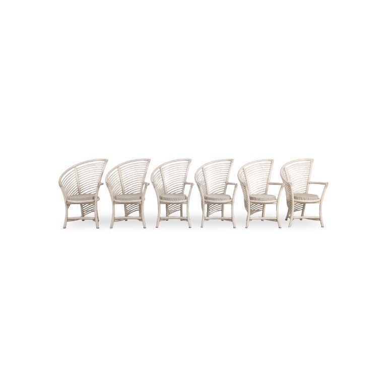 Set Van 4 Vlechtwerk Stoelen, Atelier Schütz, Ontwerpstoelen Jaren 1970, Bamboe