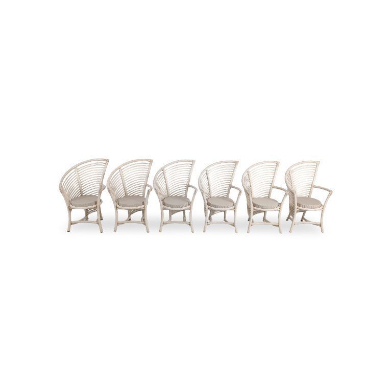 Lot de 4 chaises en osier Atelier Schütz, chaise de designer 1970, bambou photo for sale