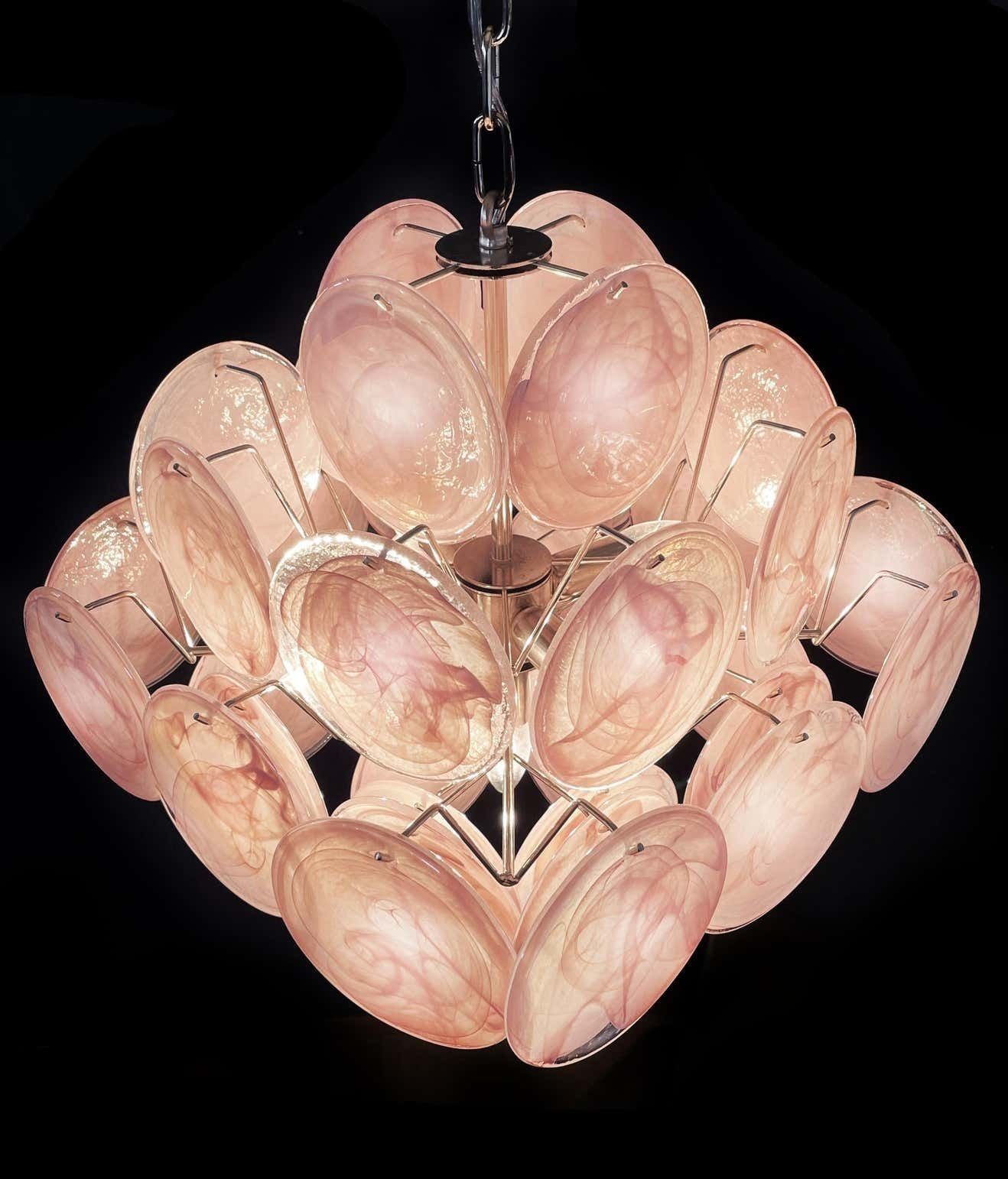 Pair Of Disc Murano Glass Chandeliers By Vistosi Style photo buy
