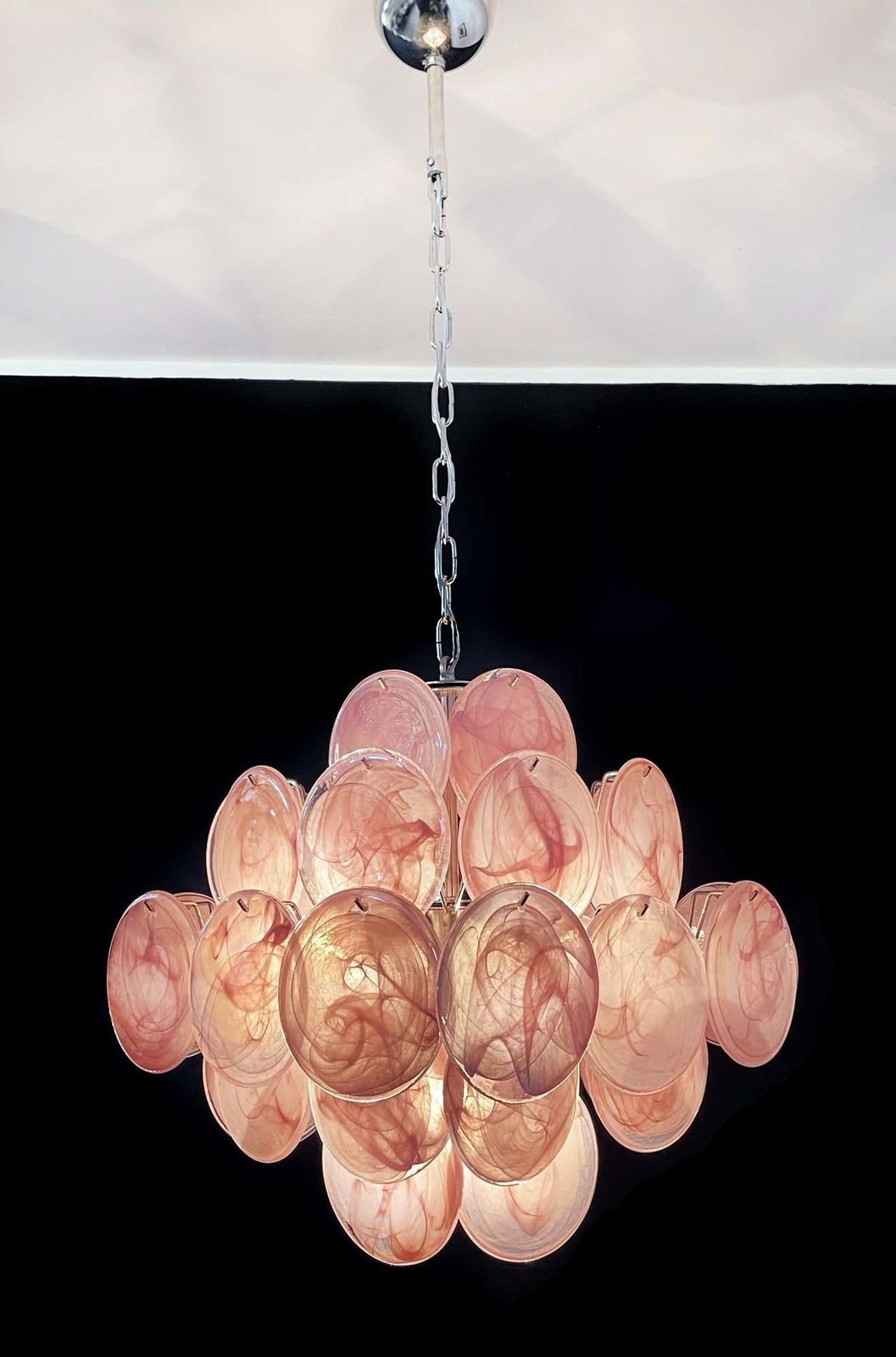 3561.0 Pair Of Disc Murano Glass Chandeliers By Vistosi Style photo