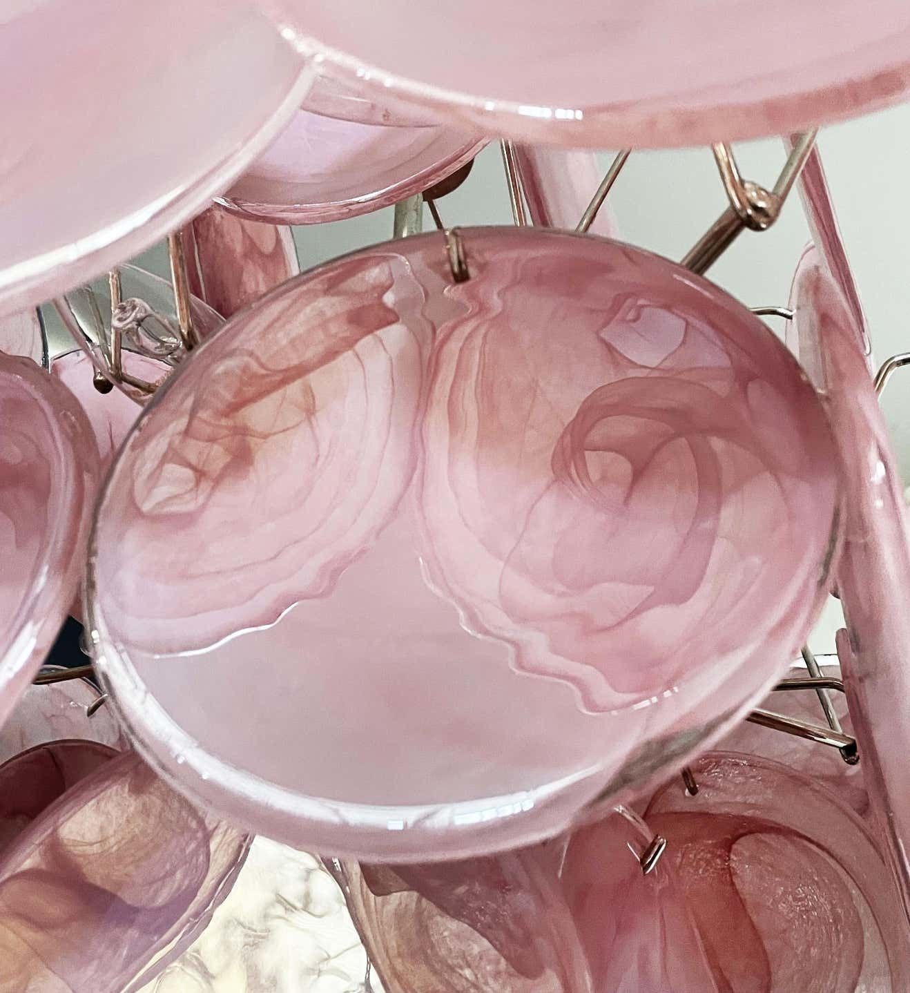 photo vinterior Pair Of Disc Murano Glass Chandeliers By Vistosi Style