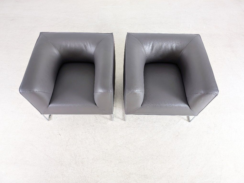photo furniture 2x Cor Mell Fauteuils, Leer, Grijsantraciet, Design Lounge