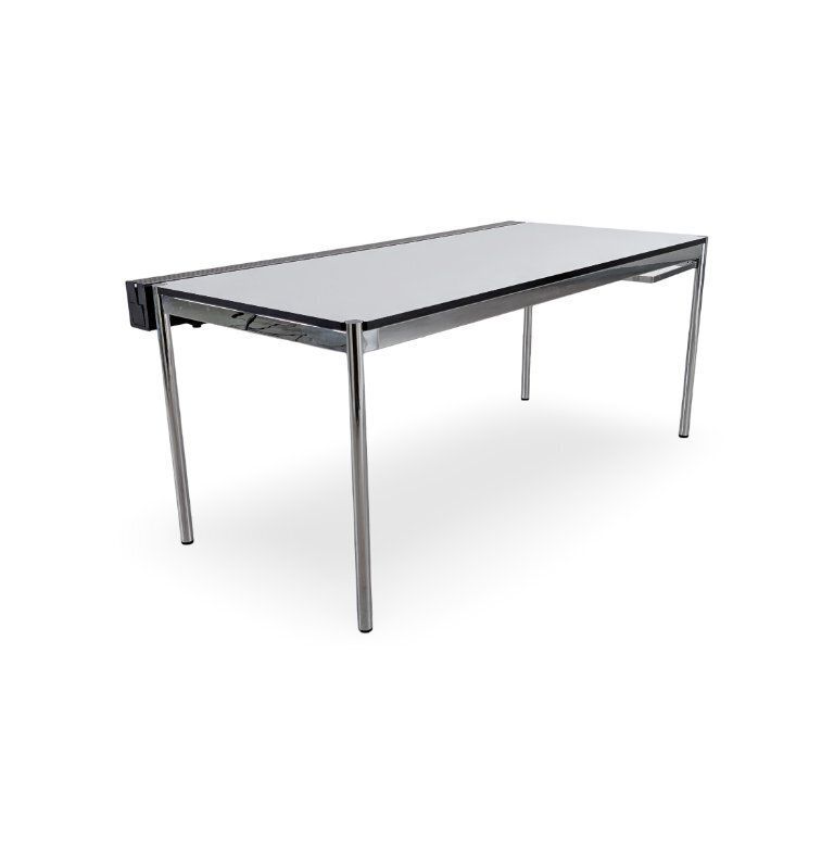 2x Usm Haller Table, Resin, White, Desk, Pearl Grey, Cable photo Furniture