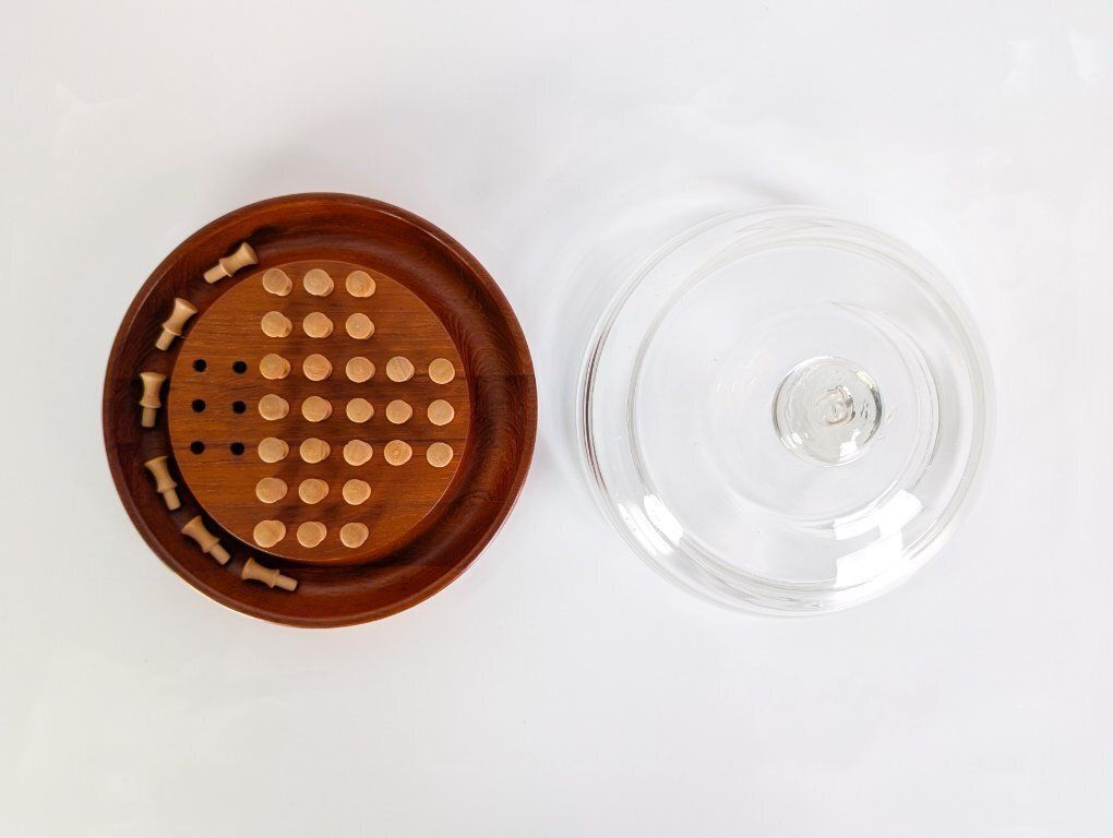 Mid-Century Solitaire Bordspel, jaren 1960, Denemarken, Teak Glas photo vinterior