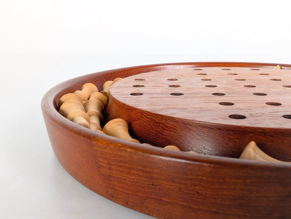 Mid Century Solitaire Bordspel, Jaren 1960, Denemarken, Teak Glas photo vintage
