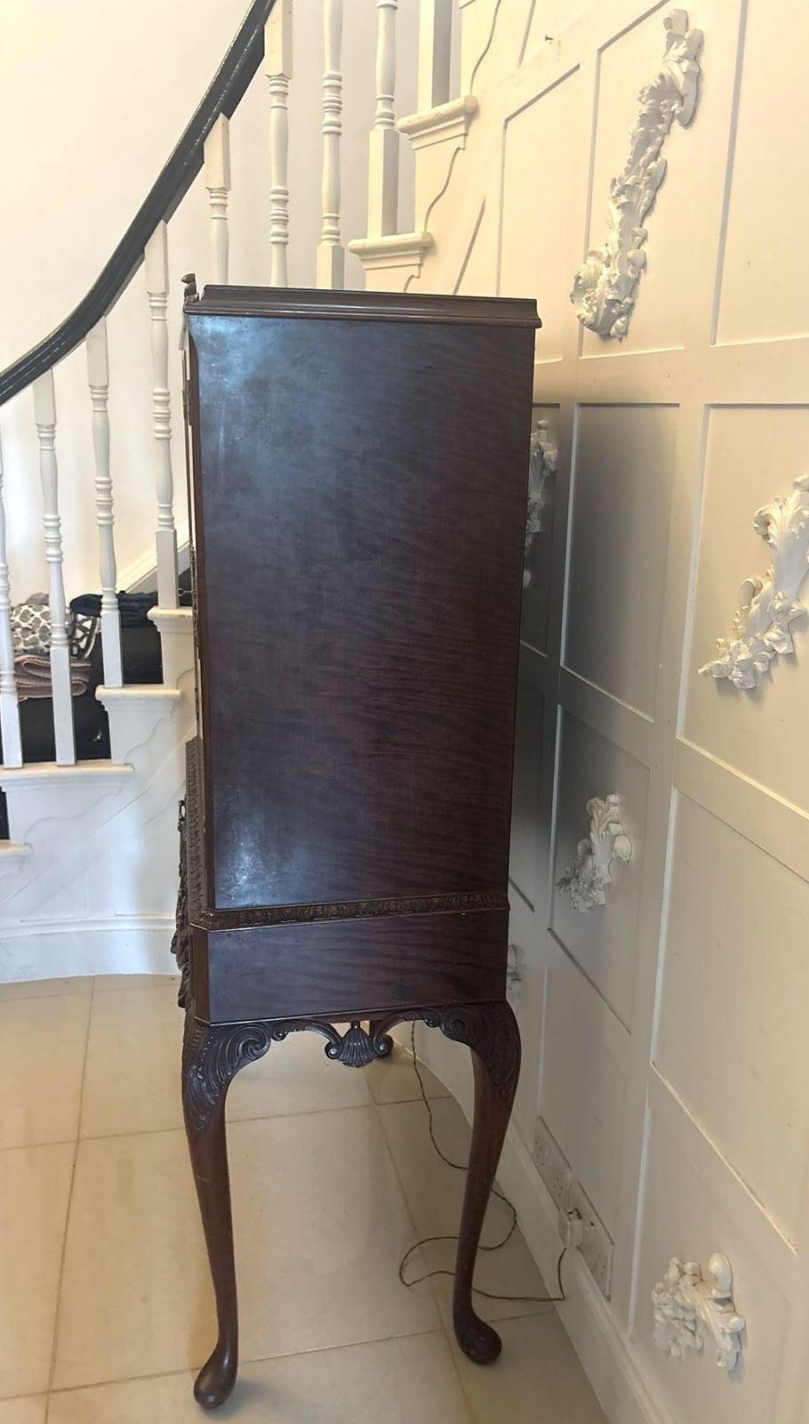 Antique Figured Mahogany Illuminated Cocktail Drinks Cabinet On Stand photo Furniture