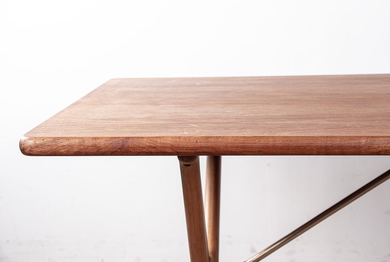 Danish Dining Table In Solid Teak And Beech And Brass, Model At 303 By Hans Wegner For Andreas Tuck 1960. photo 4000.0