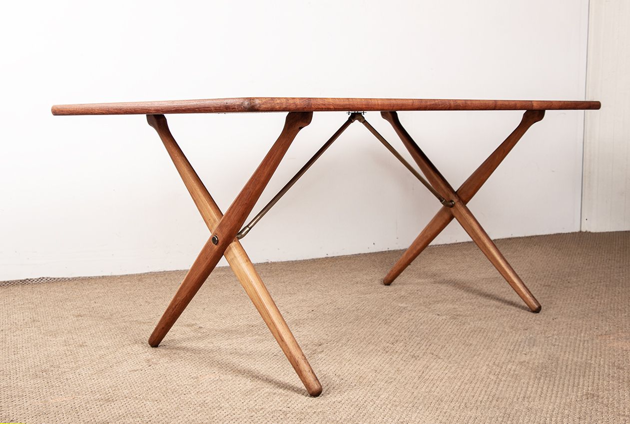 Danish Dining Table In Solid Teak And Beech And Brass, Model At 303 By Hans Wegner For Andreas Tuck 1960. photo buy