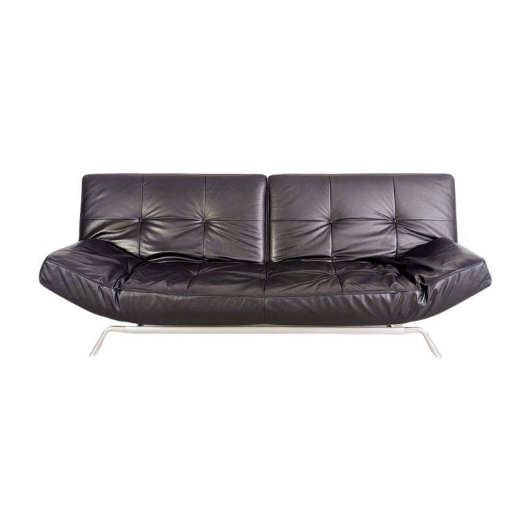 Ligne Roset Smala Bank – Leer, Zwart – Design, Frankrijk