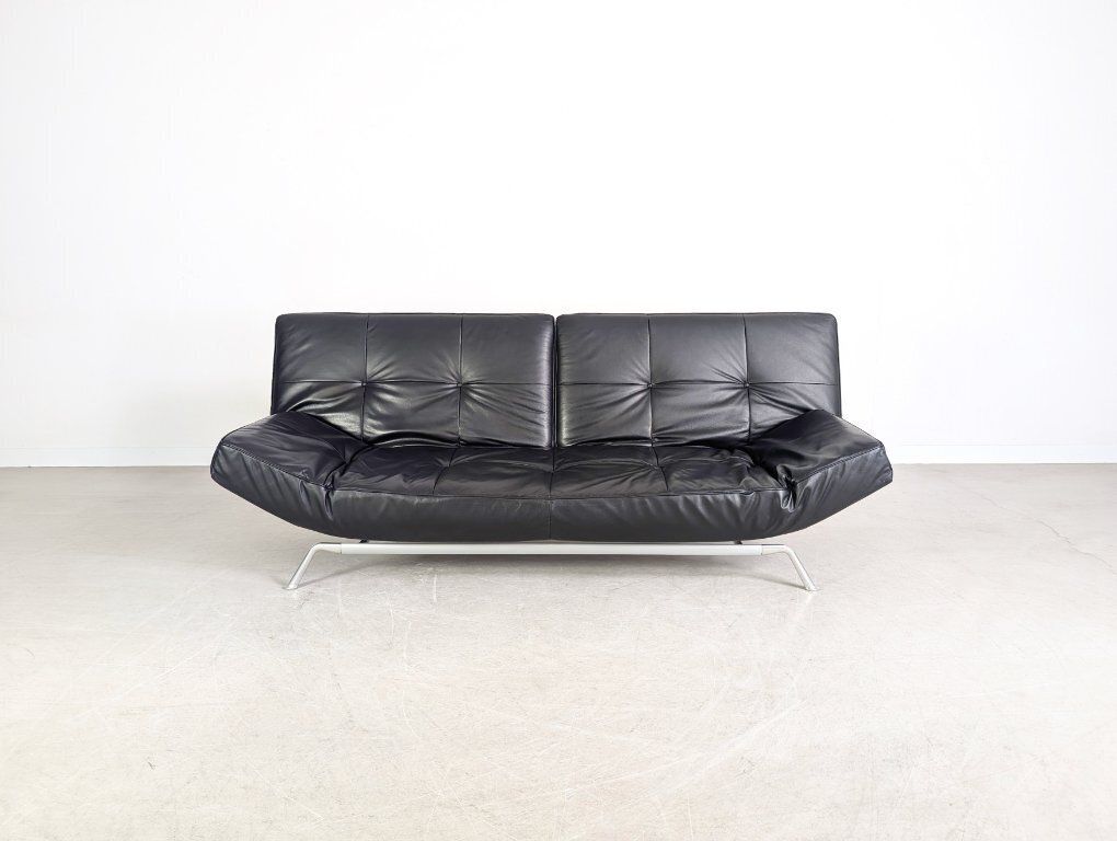 Ligne Roset Smala Bank – Leer, Zwart – Design, Frankrijk photo furniture