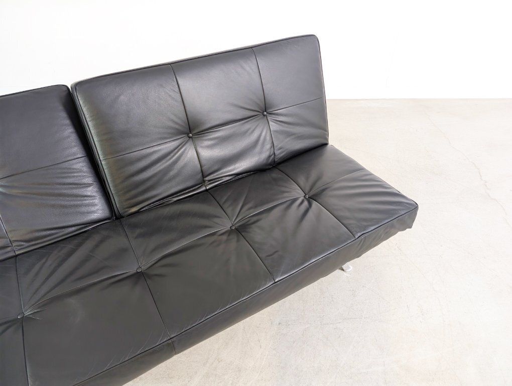 photo buy Ligne Roset Smala Bank – Leer, Zwart – Design, Frankrijk