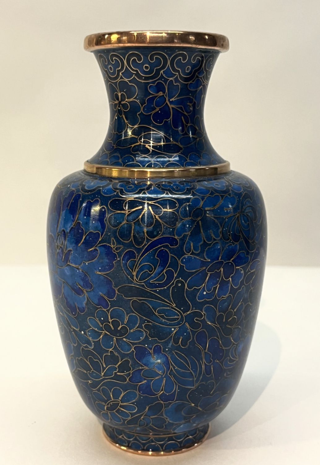 photo vinterior Pair Of Small Japanese Cloisonne Enamel Copper Flower Posy Vases Art Deco 1940s