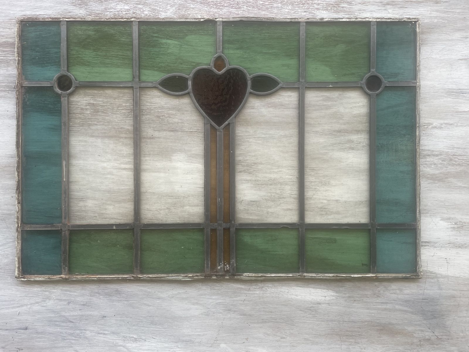 Edwardian Stained Glass Window Panel C.1910(original Frame, Large) 1e photo vinterior