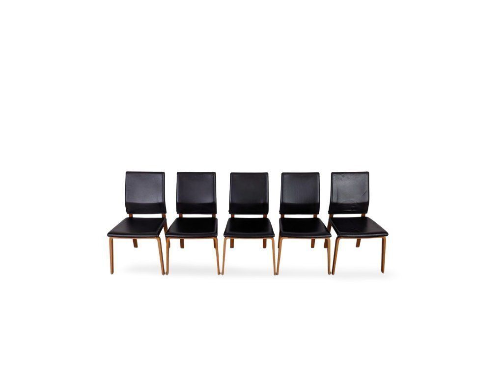 Original 5 Piece Set Cor Fino Chair, Leather, Brown Walnut Design photo for sale
