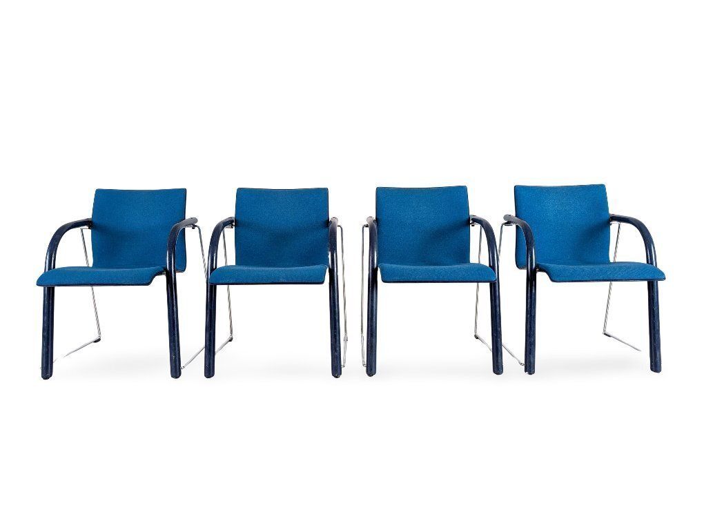 4 Delige Thonet S320 Stapelstoelenset, Böhme Schneider, Blauw