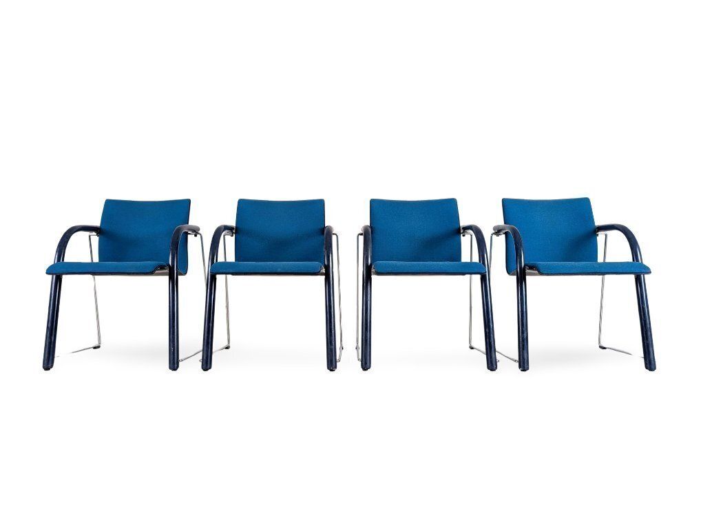 729.0 Ensemble de 4 chaises empilables Thonet S320, Böhme Schneider, bleu photo
