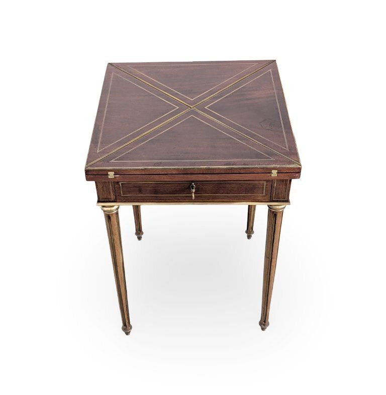 photo vinterior Table de jeu Louis XVI, Paul Sormani, acajou, Napoléon III