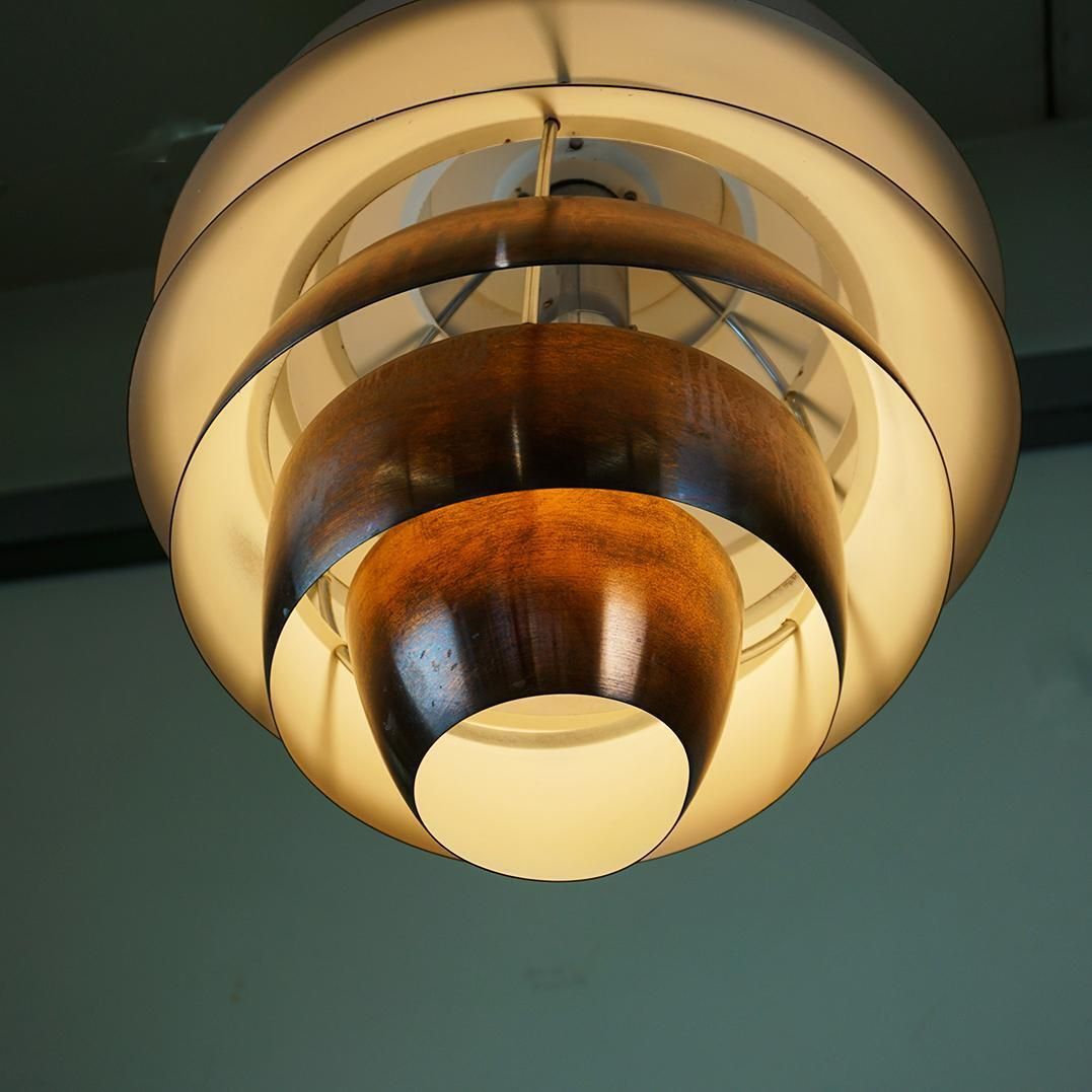 Italian Mid Century Copper Metal Pendant 1231 By Stilnovo Milano photo buy