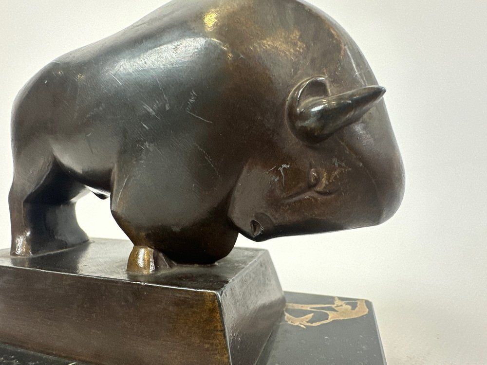 Art Deco French Bizon Figurine Attributed To Pierre Blanc, 1930s photo vinterior