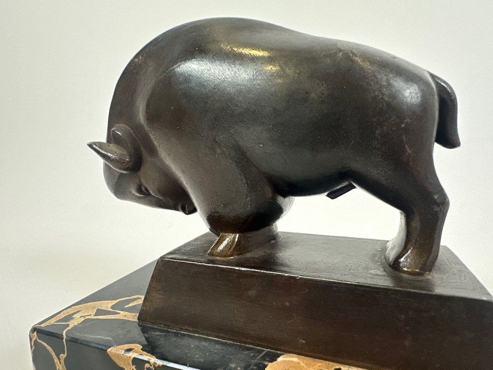 Art Deco French Bizon Figurine Attributed To Pierre Blanc, 1930s photo buy