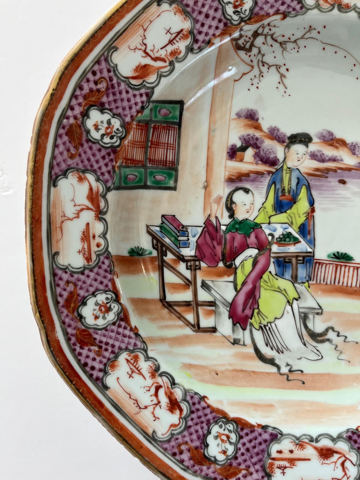 Chinese Octagonal Famille Rose Porcelain Deep Plate Or Bowl, Qianlong Period photo 545.0