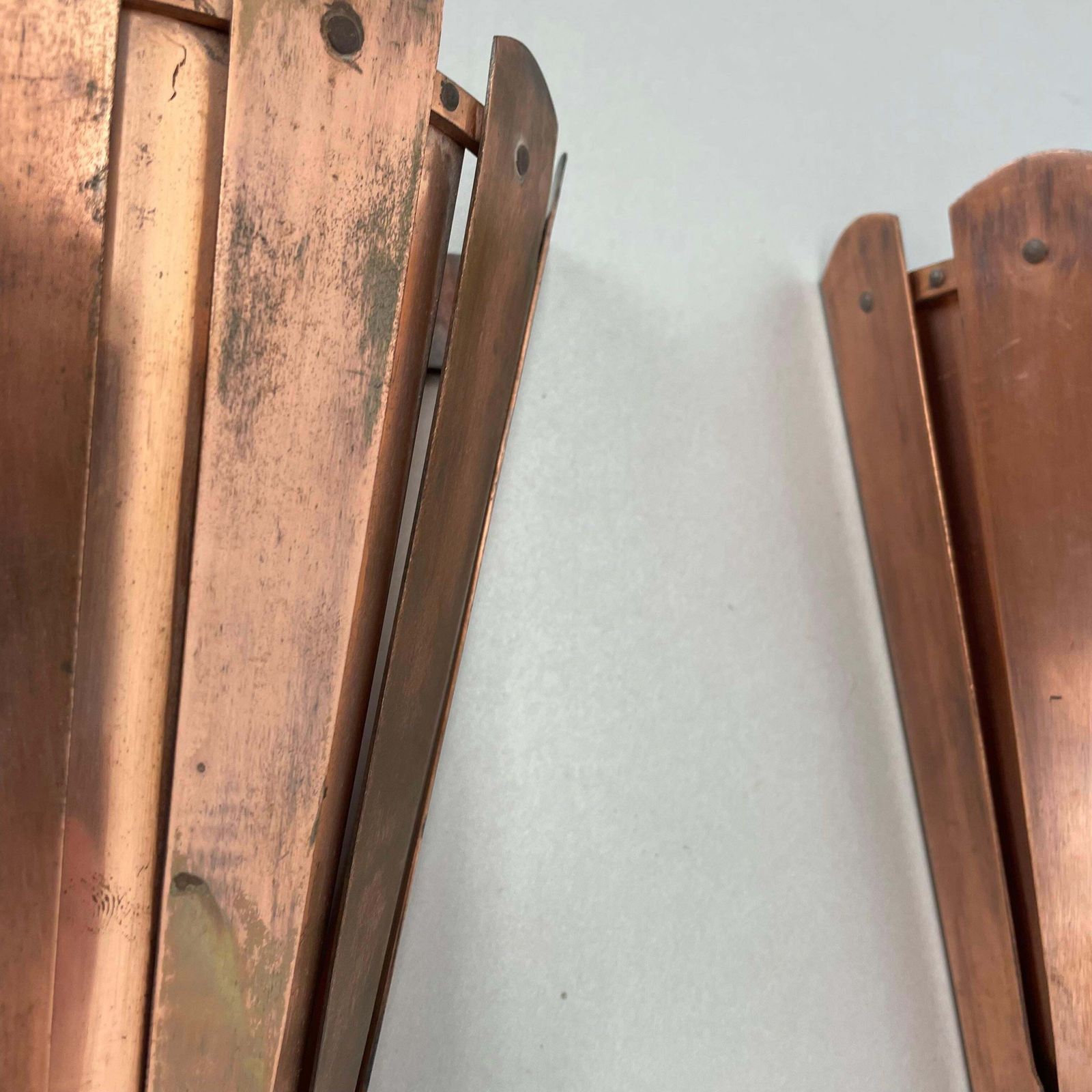 Lighting Set Of 2 Copper 25cm Gio Ponti Style Theatre Wall Light Sconces, Italy, 1950s photo