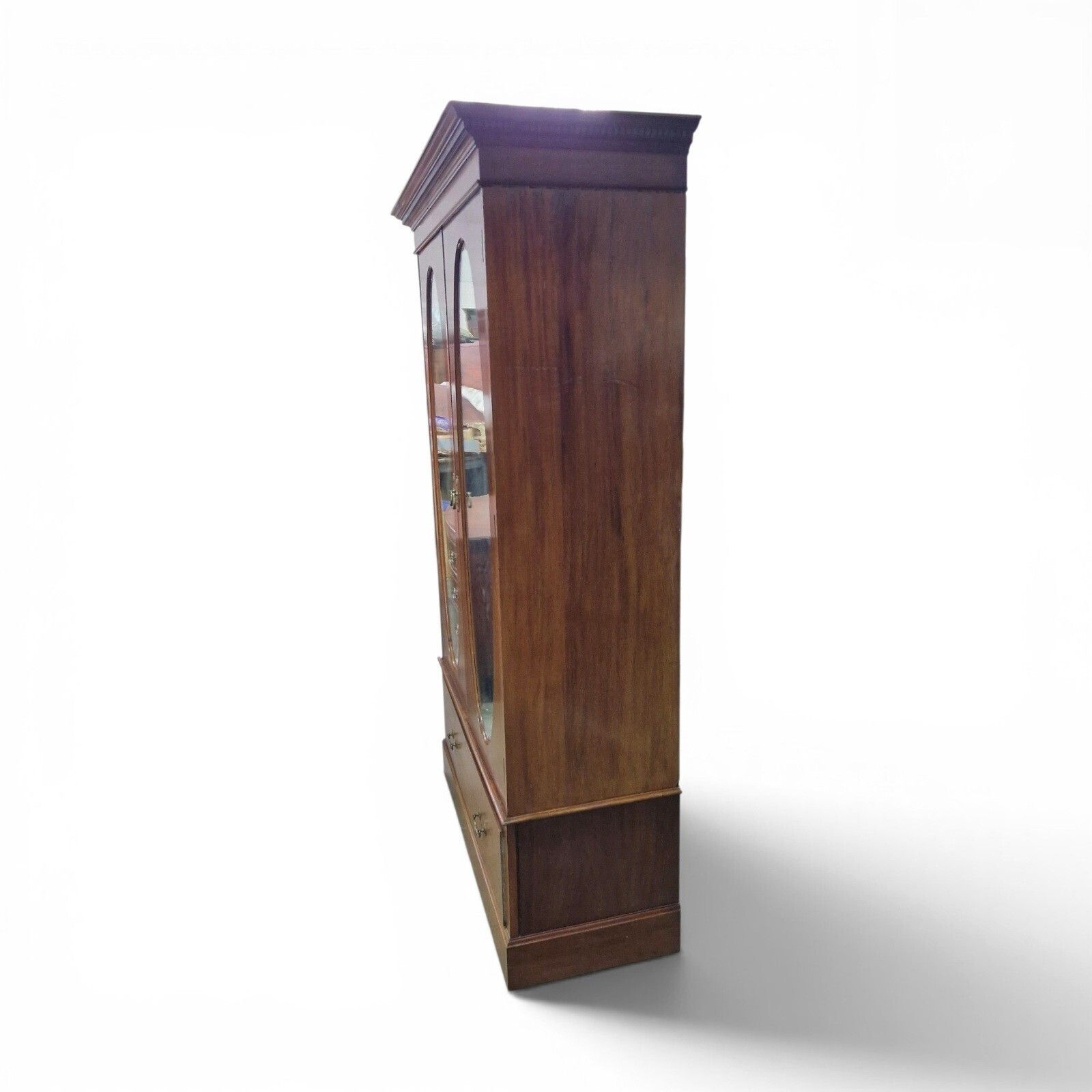 photo vinterior Antique Edwardian Inlaid Mahogany Double Wardrobe Oval Mirror Doors Cws