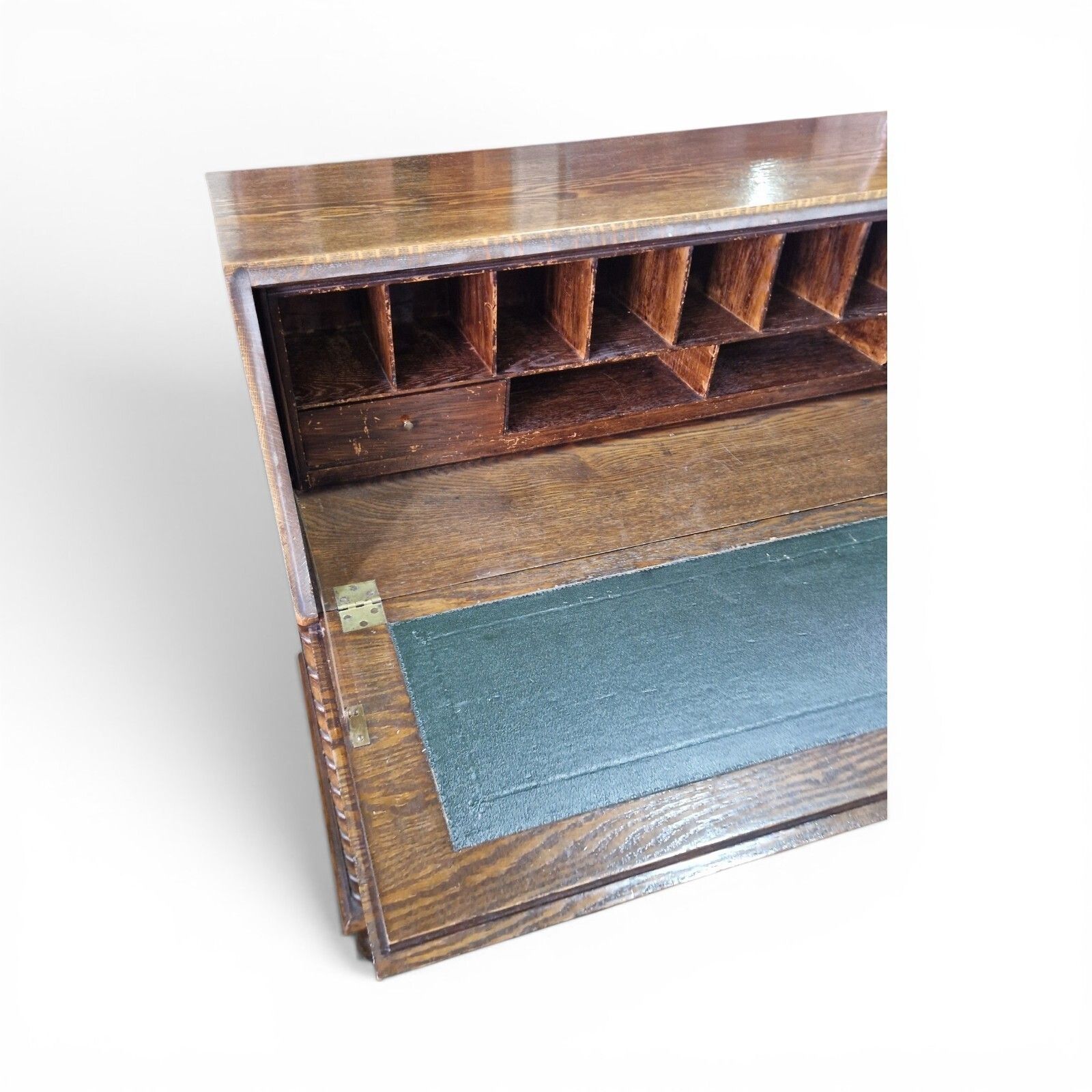 Antique Oak Bureau Writing Desk Fall Front Cabinet Drawers Old English Style photo buy