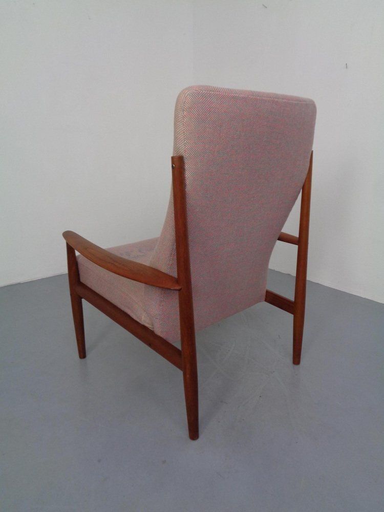 1729.0 Set Of Teak High Back Chair And Ottoman By Grete Jalk For France & Son, Denmark, 1960s photo