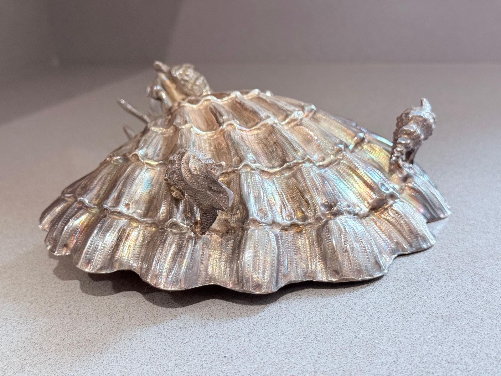 photo furniture Franco Lapini Signed Silver Plated Shell Dish With Seahorse And Starfish Gilded