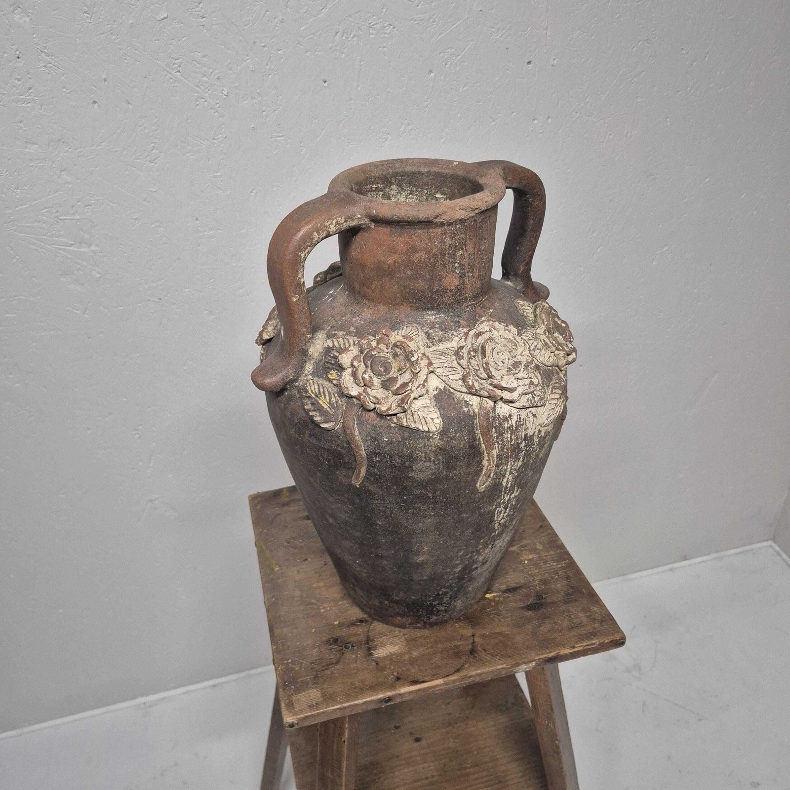 Weathered Terracotta Twin Handled Amphora Urn   Olive Jar Planter photo Garden Decor