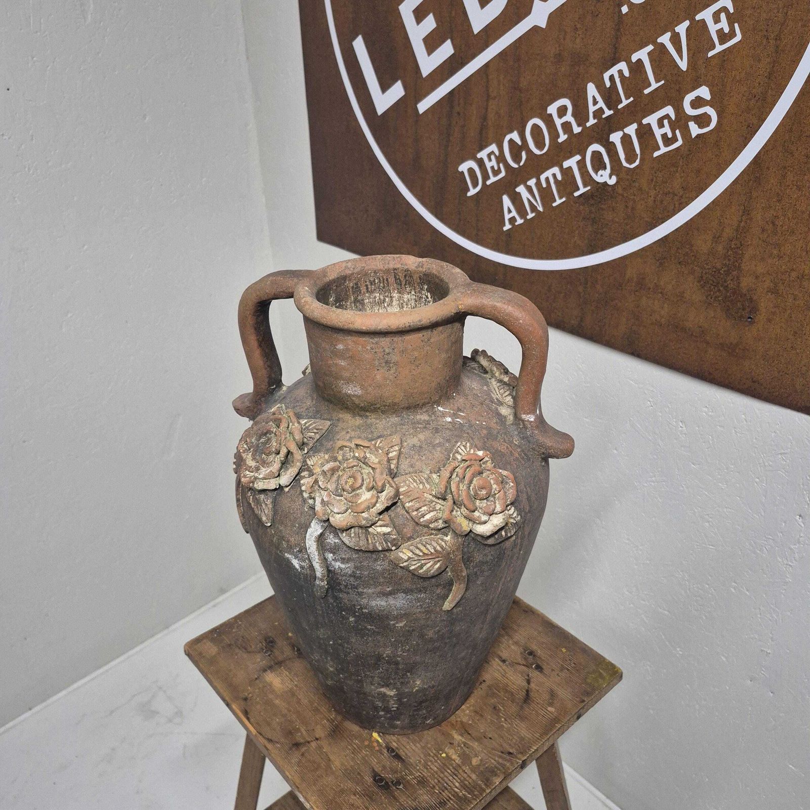 Garden Decor Weathered Terracotta Twin Handled Amphora Urn   Olive Jar Planter photo