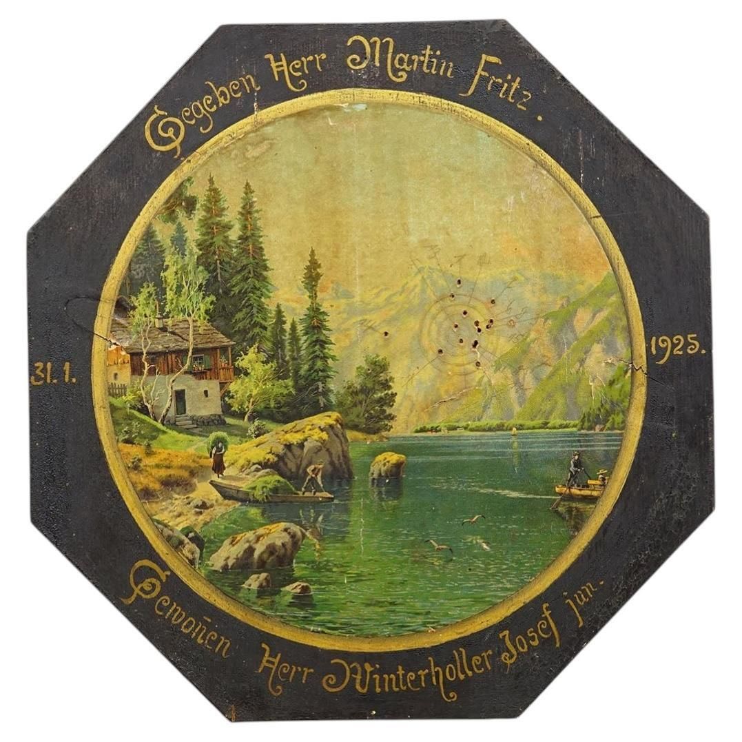 Antique Honor Target Landscape With Lake And Mountains, Germany 1925